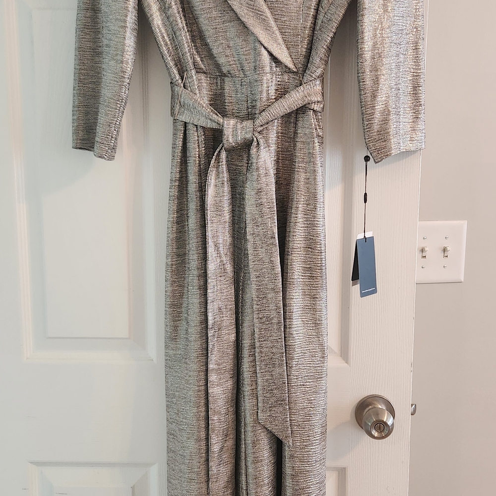 Adrianna Papell Shimmering Silver Fabric